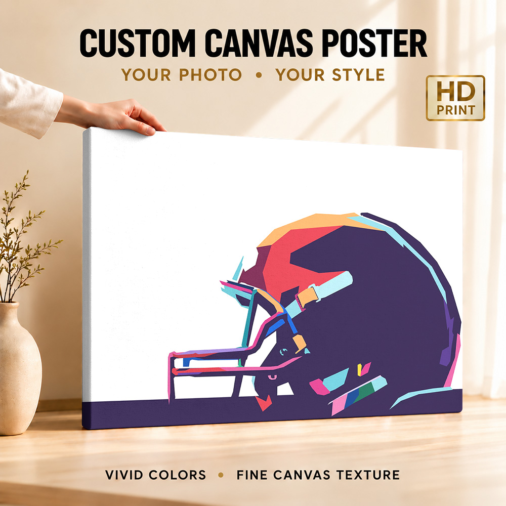 Sports Equipment Poster - Galerij met Amerikaanse voetbalhelmen, canvasprint met